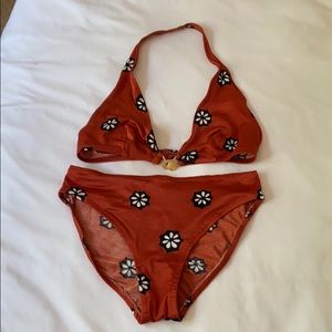 Vintage 60s orange flower bikini